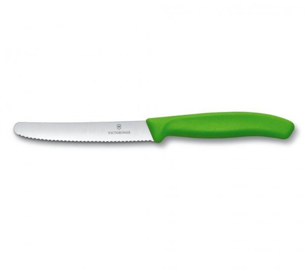 Victorinox Classic Tomaten- und Tafelmesser, Wellenschliff, Klinge 11 cm, grün, 6.7836.L114