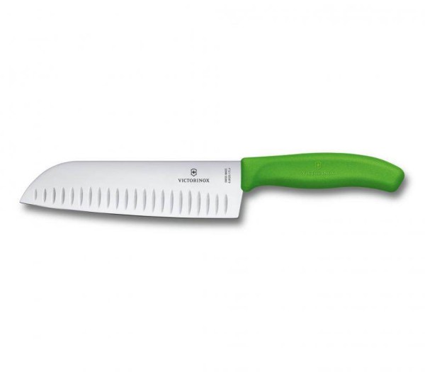 Victorinox Classic Santoku mit Kullenschliff, 17 cm, hell grün, 6.8526.17l4b