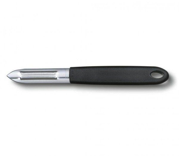 Victorinox Swiss Küchenutensilien, Schäler, Gemüseschäler, schwarz, rostfreie Zackenschliffklinge, zweischneidig, 7.6077