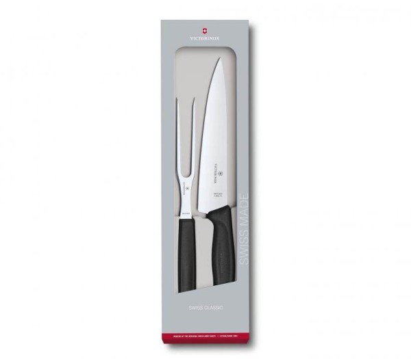 Victorinox Classic Tranchier-Set 2-Teilig, Fleisch- und Bratengabel, schwarz, 6.7133.2G