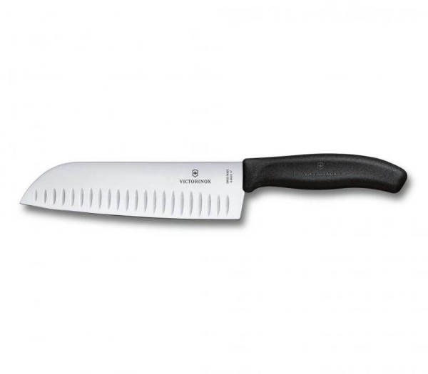 Victorinox Classic Santoku mit Kullenschliff, 17 cm, schwarz, 6.8523.17G