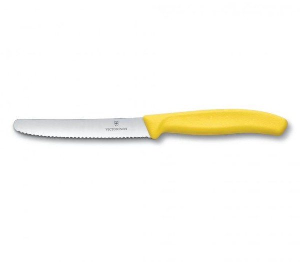 Victorinox Classic Tomaten- und Tafelmesser, Wellenschliff, Klinge 11 cm, gelb, 6.7836.L118
