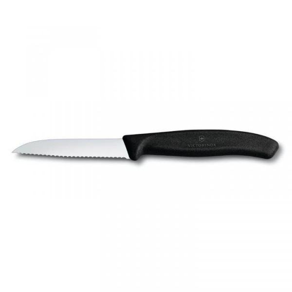 Victorinox Classic Gemüsemesser, Klinge 8 cm, schwarz, Wellenschliff, gerader Schnitt, 6.7433