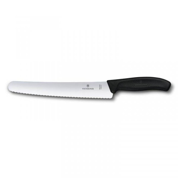 Victorinox Classic Brot- und Konditormesser mit Wellenschliff , 22 cm, schwarz, 6.8633.22G