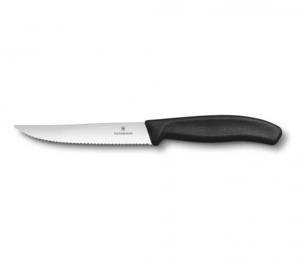 Victorinox Classic Steak- und Pizzamesser GOURMET, 12 cm, Wellenschliff, schwarz, 6.7933.12