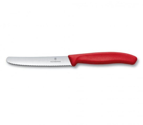 Victorinox Classic Tomaten- und Tafelmesser, Wellenschliff, Klinge 11 cm, Rot, 6.7831