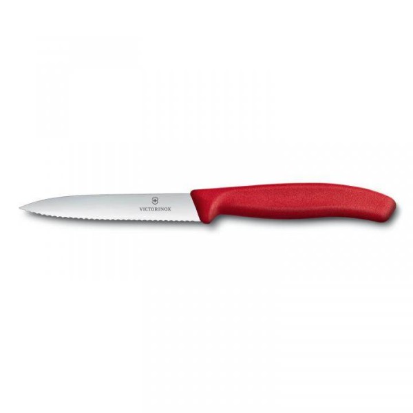 Victorinox Classic Gemüsemesser, Wellenschliff, Klinge 10 cm, mittelspitz, rot, 6.7731