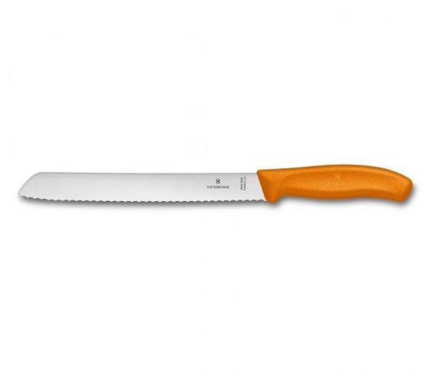 Victorinox Classic Brotmesser mit Wellenschliff, 21 cm, orange, 6.8636.21L9B