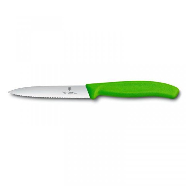 Victorinox Classic Gemüsemesser, Wellenschliff, mittelspitz, Klinge 10 cm, grün, 6.7736.L4
