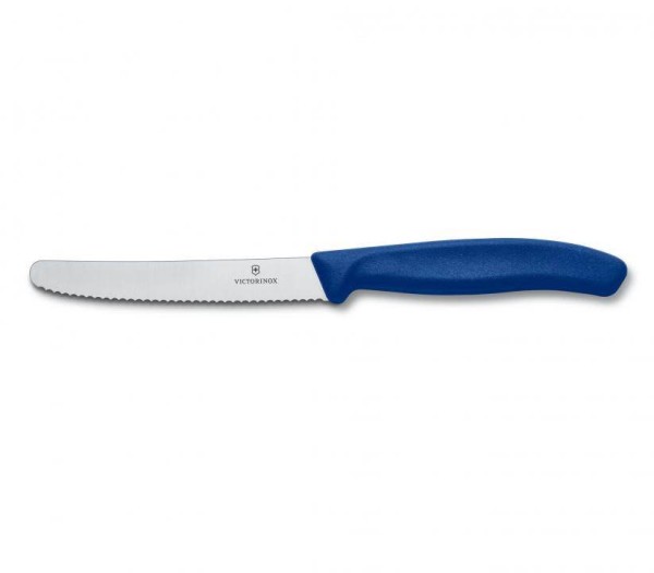 Victorinox Classic Tomaten- und Tafelmesser, Wellenschliff, Klinge 11 cm, Blau, 6.7832