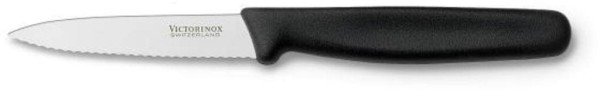 Victorinox Standard Gemüsemesser, schwarz, mittelspitz, Wellenschliff, 8 cm, 5.3033