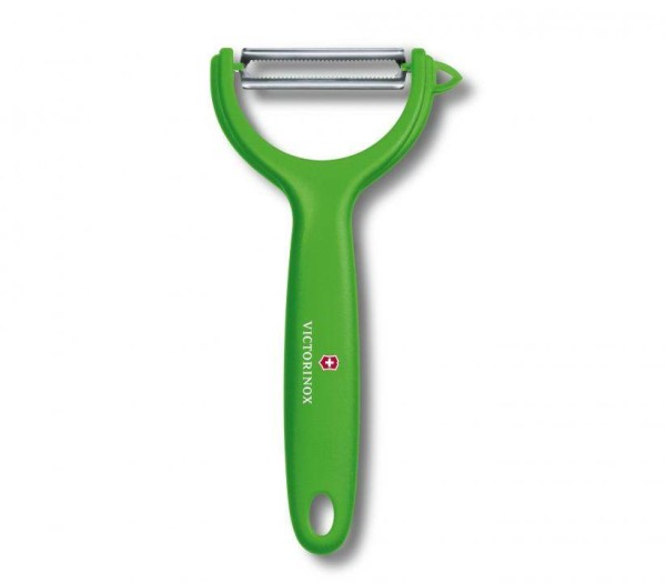 Victorinox Swiss Küchenutensilien, Tomaten- und Kiwischäler, Gemüseschäler, hell grün, rostfreie Pendelklinge mit Zackenschliff, 7.6079.4