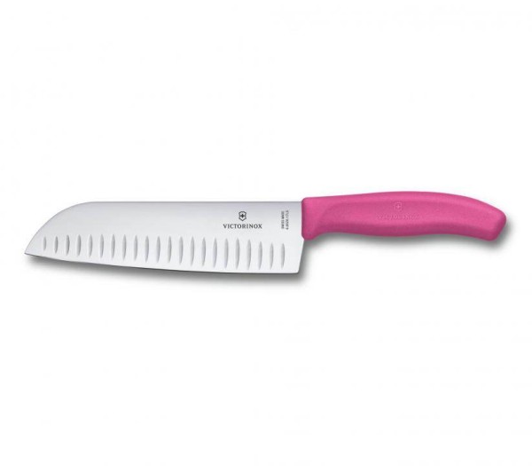 Victorinox Classic Santoku mit Kullenschliff, 17 cm, pink, 6.8526.17l5B