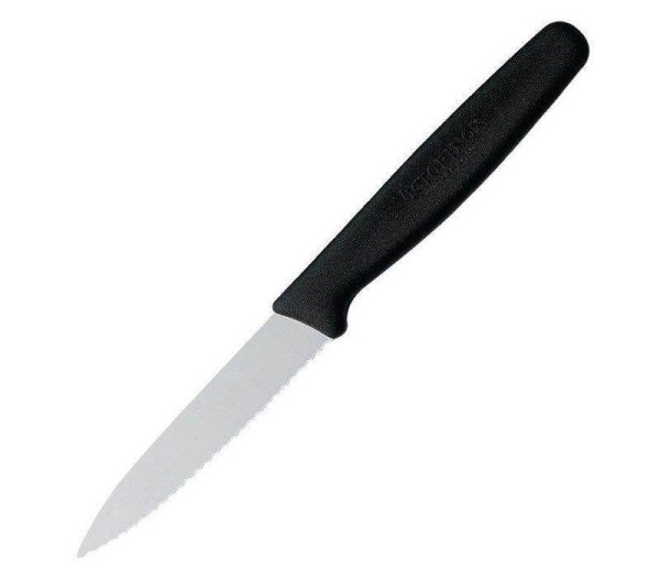 Victorinox Standard Gemüsemesser & Obstmesser, schwarz, Mittelspitz, Wellenschliff, 8 cm, 5.0633