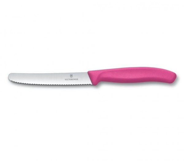 Victorinox Classic Tomaten- und Tafelmesser, Wellenschliff, Klinge 11 cm, pink, 6.7836.L115