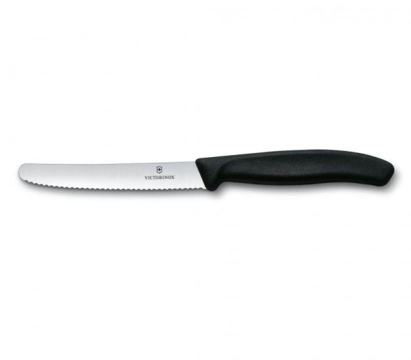 Victorinox Classic Tomaten- und Tafelmesser, Wellenschliff, Klinge 11 cm, schwarz 6.7833