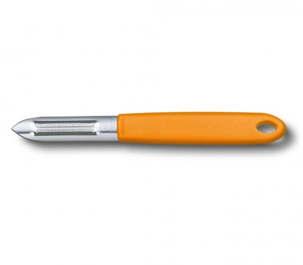 Victorinox Swiss Küchenutensilien, Schäler, Gemüseschäler, orange, rostfreie Zackenschliffklinge, zweischneidig, 7.6077.9