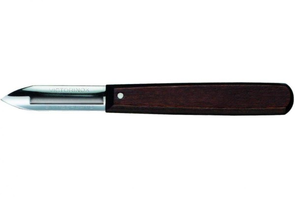 Victorinox Küchenutensilien, Sparschäler einschneidig für Rechtshänder mit Holzgriff, braun, 5.0109