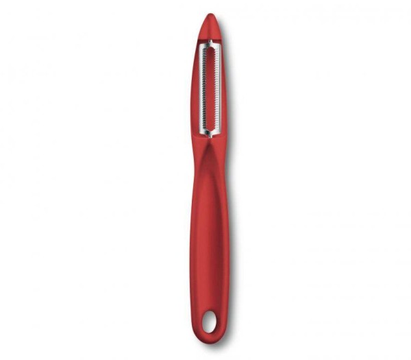 Victorinox Swiss Küchenutensilien, Universalschäler, Gemüseschäler, rot, rostfreie Pendelklinge, Zackenschliff, zweischneidig, 7.6075.1
