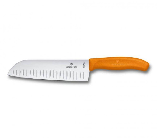 Victorinox Classic Santoku mit Kullenschliff, 17 cm, orange, 6.8526.17l9B