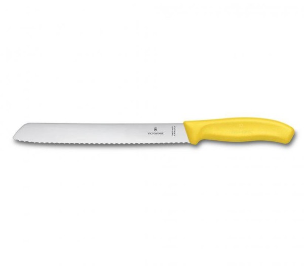 Victorinox Classic Brotmesser mit Wellenschliff, 21 cm, gelb, 6.8636.21L8B