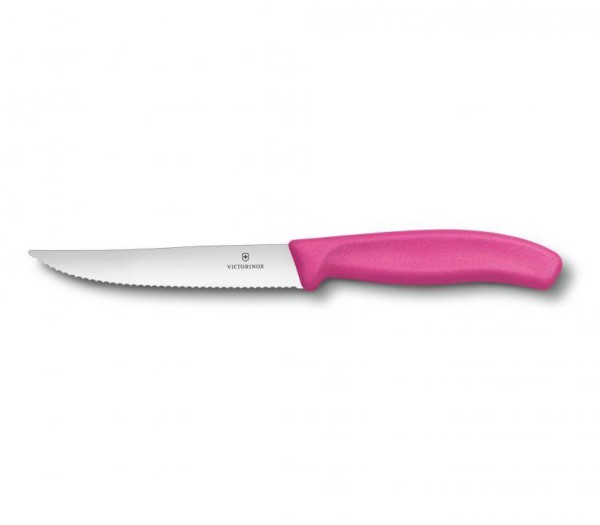 Victorinox Classic Steak- und Pizzamesser GOURMET, 12 cm,Wellenschliff, pink, 6.7936.12L4