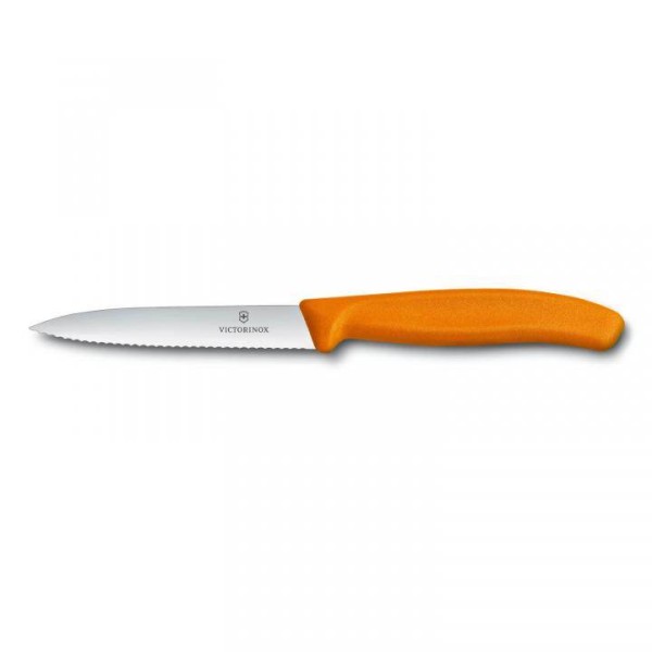 Victorinox Classic Gemüsemesser, Wellenschliff, Klinge 10 cm, mittelspitz, orange, 6.7736.L9
