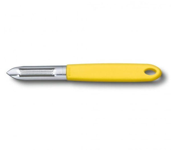Victorinox Swiss Küchenutensilien, Schäler, Gemüseschäler, gelb, rostfreie Zackenschliffklinge, zweischneidig, 7.6077.8